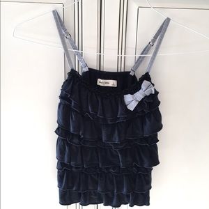 Abercrombie and Fitch navy blue ruffle tank top.
